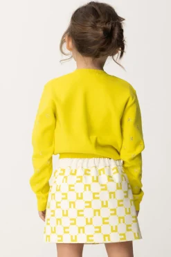 Elisabetta Franchi Bambina Cardigan con Lettering In StrassI BELIEVE/CRYSTAL