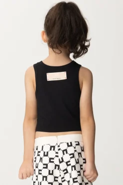 Elisabetta Franchi Bambina Canotta con Etichetta Logo Sul RetroLEAD