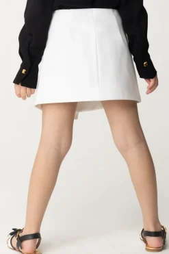 Elisabetta Franchi Bambina Minigonna a Portafoglio con FiocchettiLIGHT CREAM