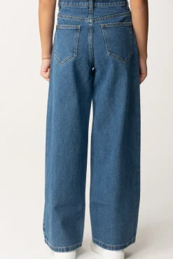 Elisabetta Franchi Bambina Jeans Wide Leg con Applicazione Strass LogoBLU