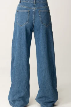 Elisabetta Franchi Bambina Jeans Wide Leg con Applicazione Strass LogoBLU