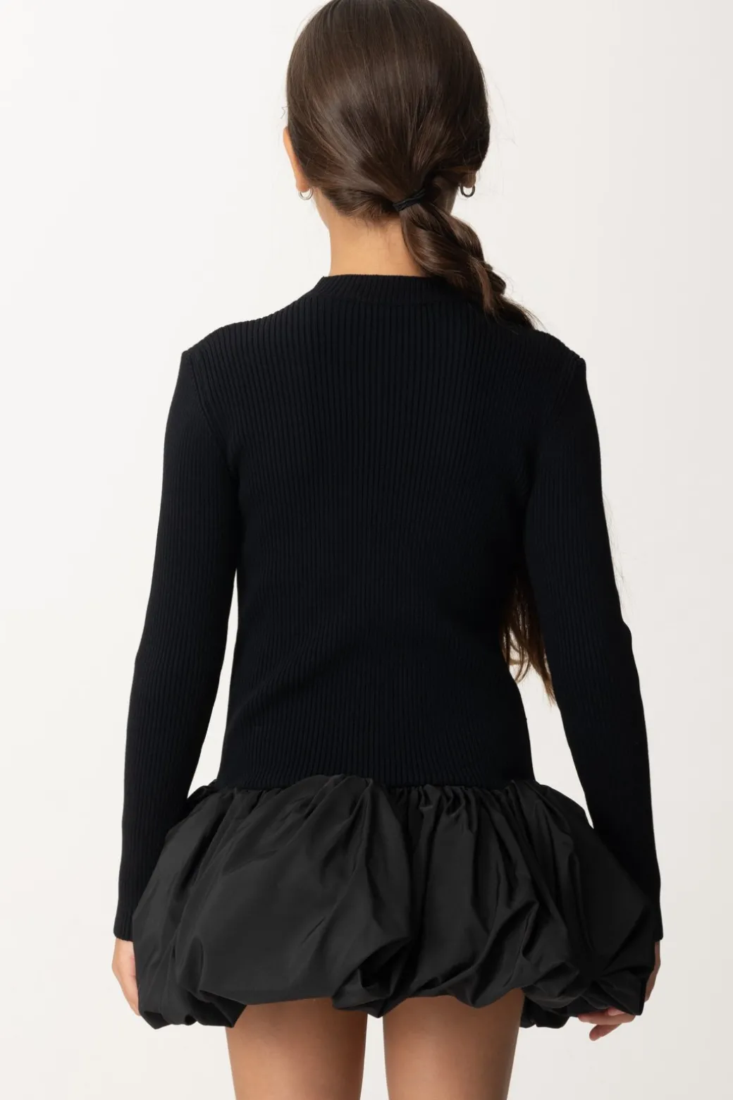 Elisabetta Franchi Bambina Abito In Viscosa con Gonna a PalloncinoNERO