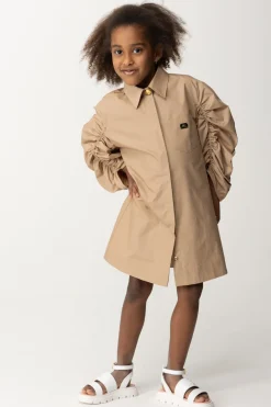 Elisabetta Franchi Bambina Abito Chemisier con Maniche ArricciateSAND
