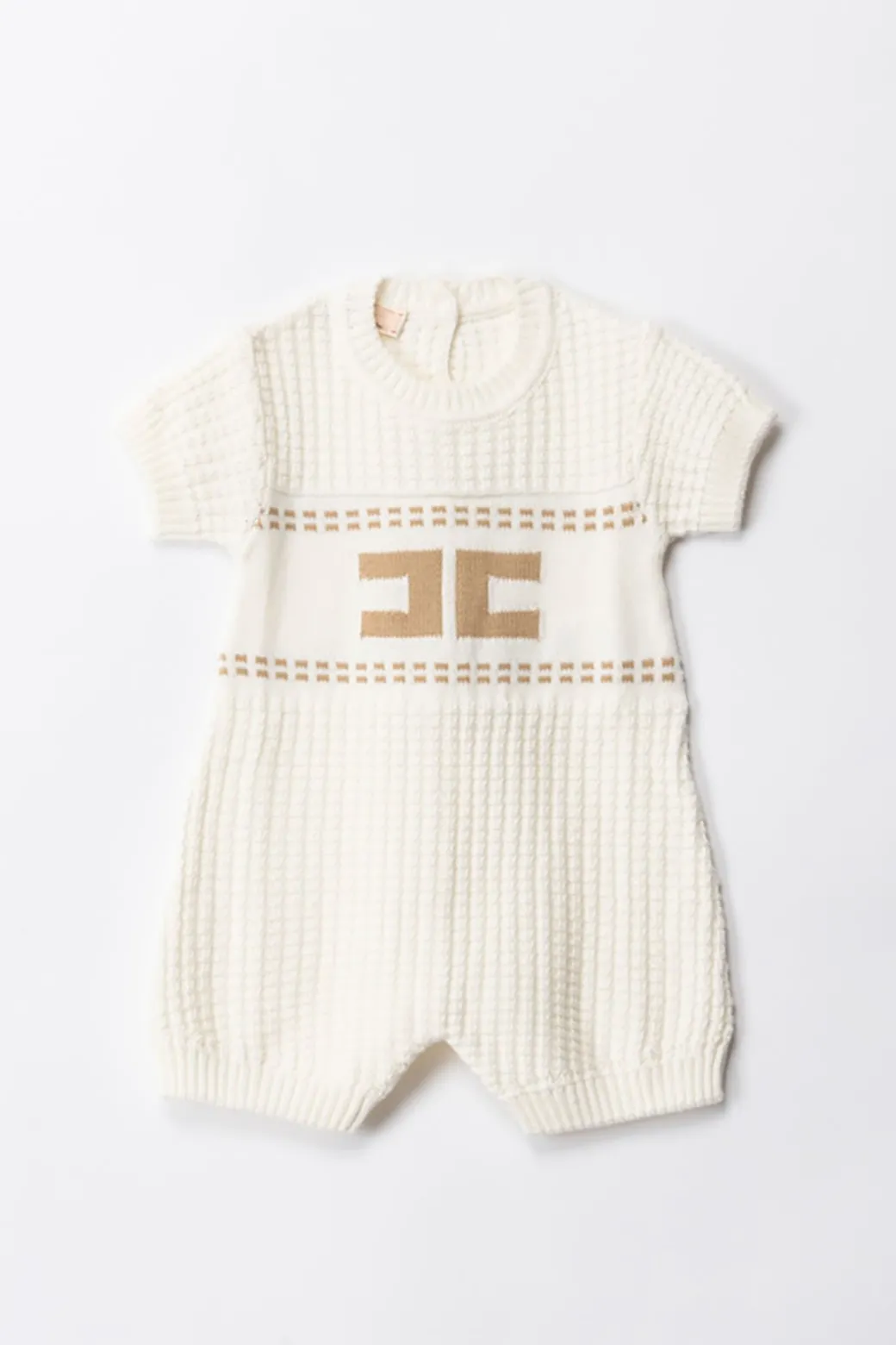 Elisabetta Franchi Bambina Pagliaccetto Tricot con Ricamo LogoIVORY/SAND