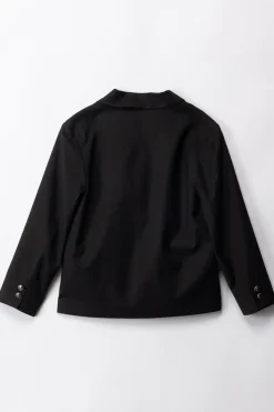 Elisabetta Franchi Bambina Blazer In Fresco Lana con Bottoni LogatiBLACK