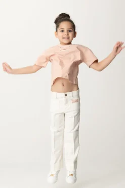 Elisabetta Franchi Bambina Jeans Bianco con EtichettaWHITE DENIM