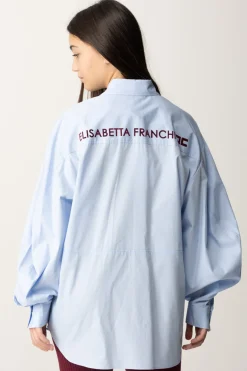 Elisabetta Franchi Bambina Camicia Over con Ricamo Flock Sul RetroOXFORD/ROUGE NOIR