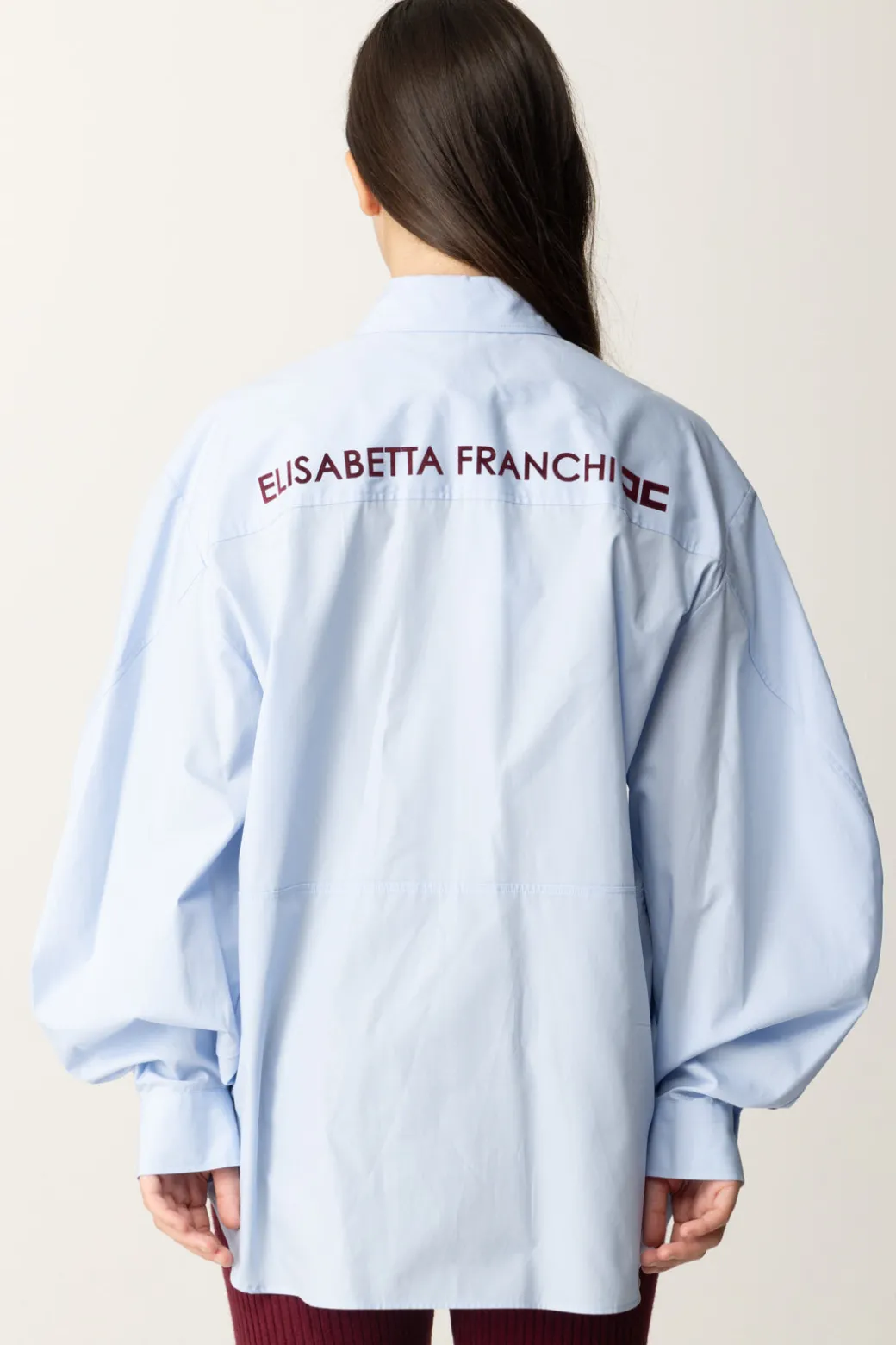 Elisabetta Franchi Bambina Camicia Over con Ricamo Flock Sul RetroOXFORD/ROUGE NOIR