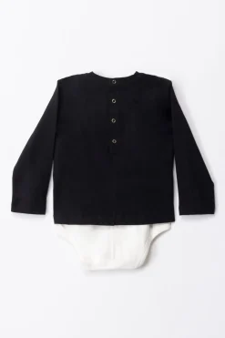 Elisabetta Franchi Bambina Completo Body e Leggings Logo EmbossedBLACK/IVORY