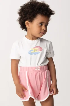Elisabetta Franchi Bambina Completo T-shirt e ShortsIVORY-CANDY