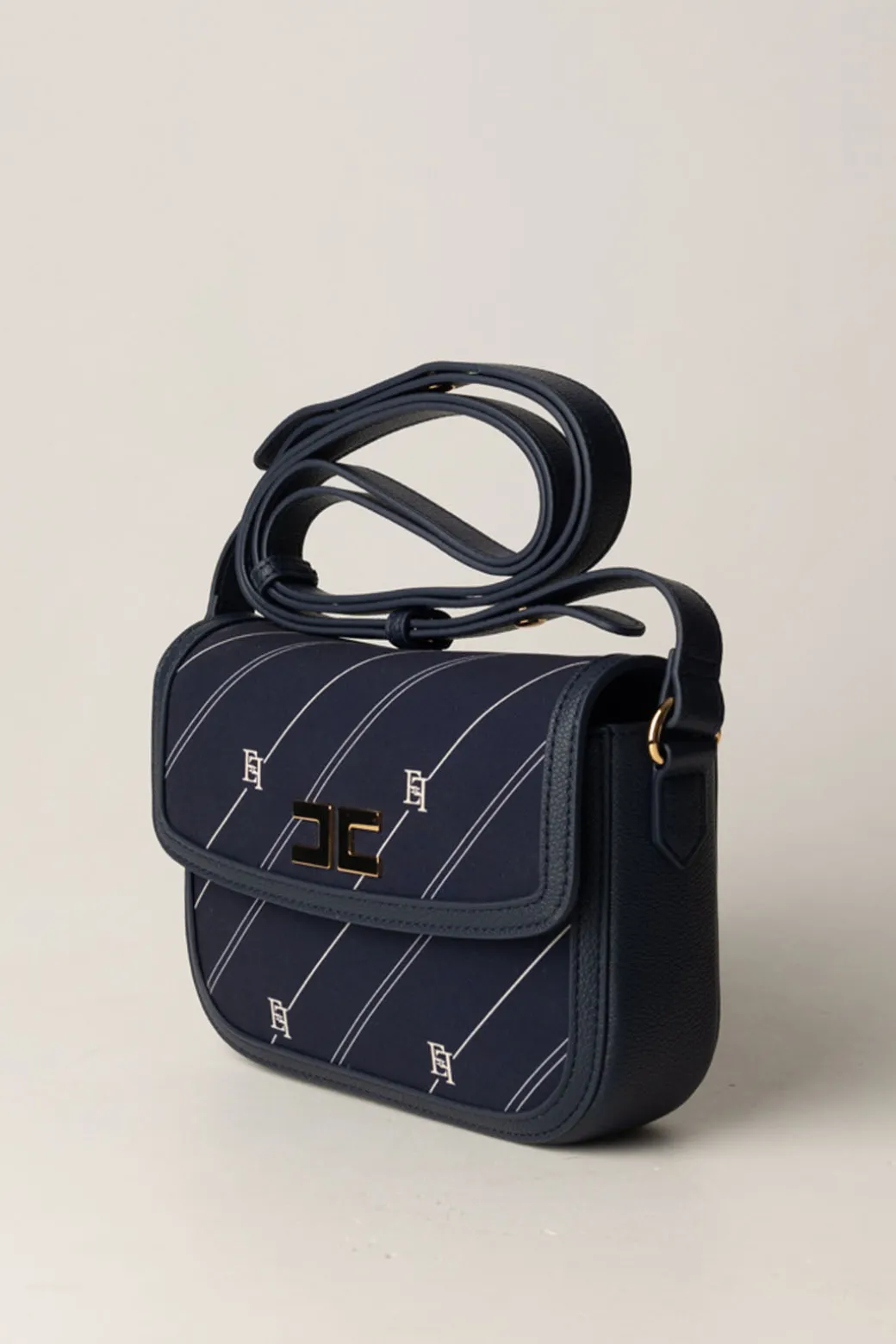 Elisabetta Franchi Bambina Borsa a Tracolla con Stampa RigheNAVY/CREAM