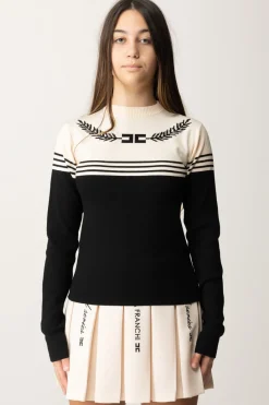 Elisabetta Franchi Bambina Maglia Girocollo con Intarsio LogoNERO/BURRO
