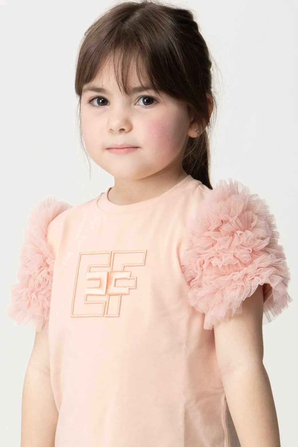 Elisabetta Franchi Bambina T-shirt con Ruches In TulleDESERT ROSES