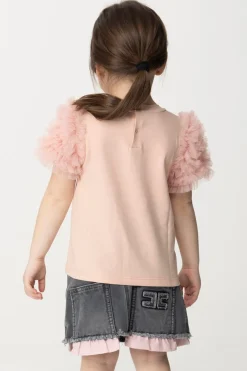 Elisabetta Franchi Bambina T-shirt con Ruches In TulleDESERT ROSES