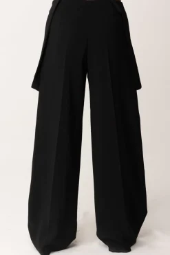 Elisabetta Franchi Bambina Pantaloni In Crepe con Bretelle LogateNERO/BURRO