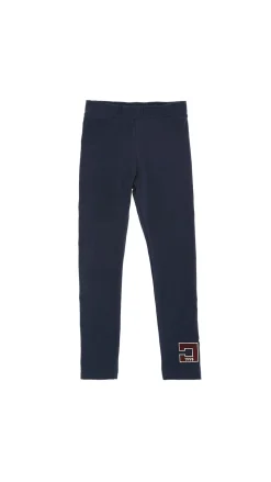 Elisabetta Franchi Bambina Leggings In Jersey con Ricamo Logo CcNAVY/ROUGE NOIR-BURRO