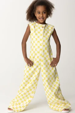 Elisabetta Franchi Bambina Tuta con Logo All-overBUTTER/CEDAR