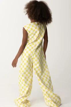 Elisabetta Franchi Bambina Tuta con Logo All-overBUTTER/CEDAR