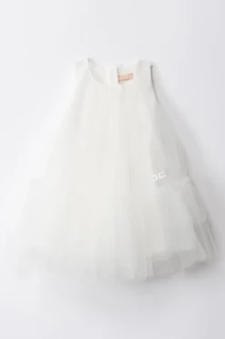 Elisabetta Franchi Bambina Abito In Tulle con BalzaLIGHT CREAM