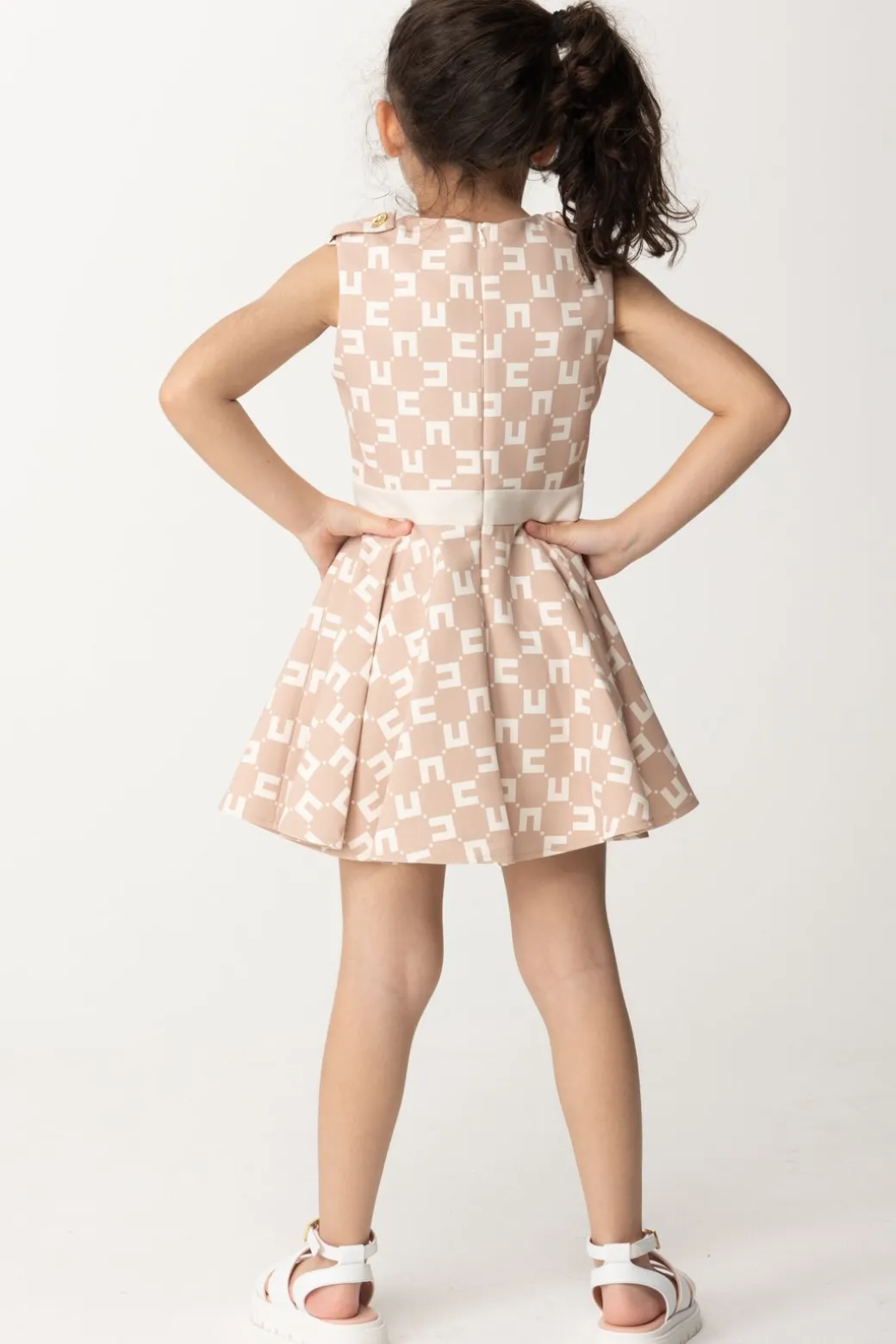 Elisabetta Franchi Bambina Abito Smanicato Stampa Cc CubicaNAKED/BUTTER