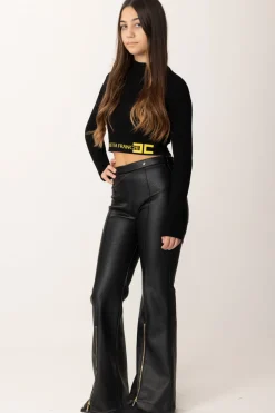 Elisabetta Franchi Bambina Pantalone a Zampa In Ecopelle con ZipNERO