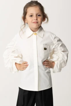 Elisabetta Franchi Bambina Camicia con Maniche ArricciateLIGHT CREAM