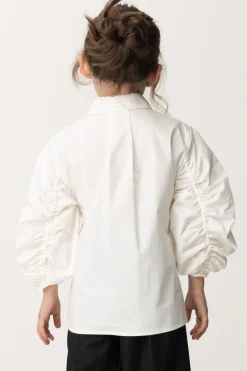 Elisabetta Franchi Bambina Camicia con Maniche ArricciateLIGHT CREAM