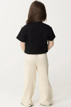 Elisabetta Franchi Bambina Pantaloni Tricot con Tasche FrontaliBUTTER/BLACK/BLACK