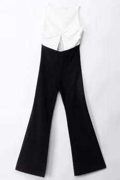 Elisabetta Franchi Bambina Tuta Bicolor con Maxi FioccoIVORY/BLACK