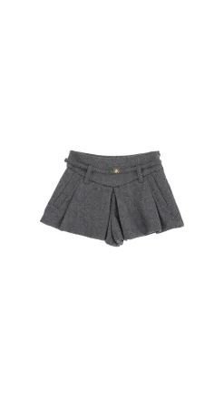Elisabetta Franchi Bambina Shorts a Pieghe con CinturinoBLU SCURO / GRIGIO CHIARO