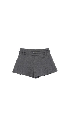 Elisabetta Franchi Bambina Shorts a Pieghe con CinturinoBLU SCURO / GRIGIO CHIARO