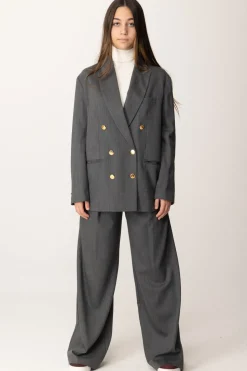 Elisabetta Franchi Bambina Blazer Doppiopetto In Tela Di LanaSTEEL