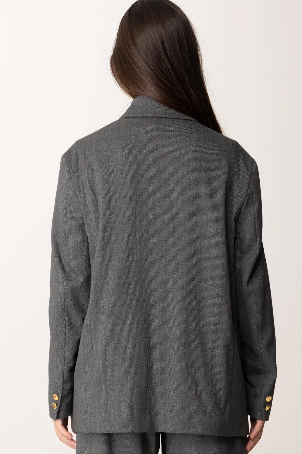 Elisabetta Franchi Bambina Blazer Doppiopetto In Tela Di LanaSTEEL