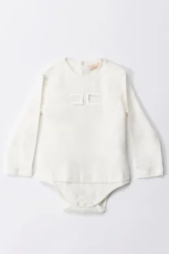 Elisabetta Franchi Bambina Completo Body e Leggings Logo EmbossedIVORY/IVORY