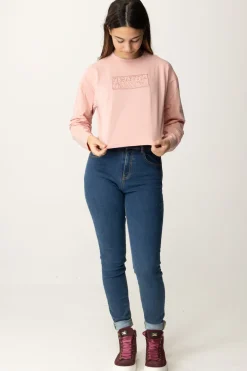 Elisabetta Franchi Bambina T-shirt Crop con Manica Lunga con LogoPOWDER PINK