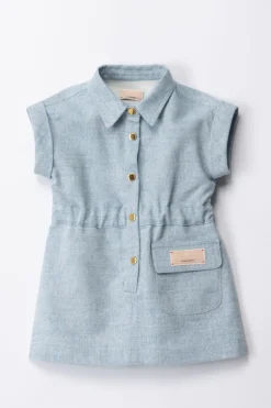 Elisabetta Franchi Bambina Mini Abito In Jeans con TascaHEAVENLY