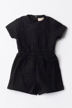 Elisabetta Franchi Bambina Pagliaccetto In Felpa con Logo EmbossedBLACK