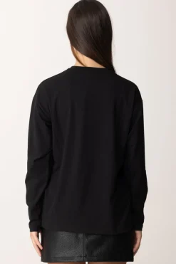 Elisabetta Franchi Bambina T-shirt Manica Lunga con Ricamo LogoNERO/BURRO-NERO