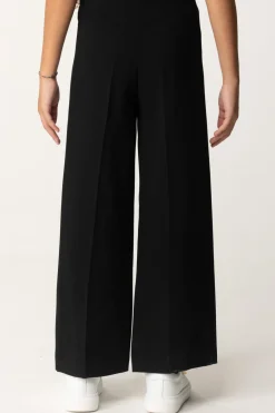 Elisabetta Franchi Bambina Pantaloni Wide-leg In Crepe con Charm LogoNERO
