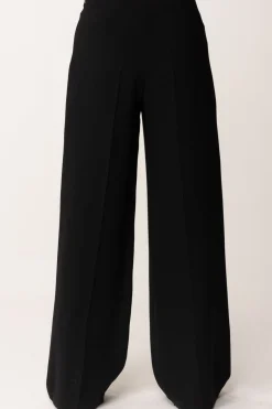 Elisabetta Franchi Bambina Pantaloni Wide-leg In Crepe con Charm LogoNERO