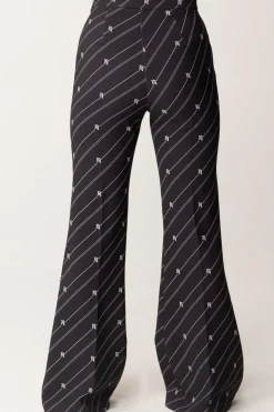 Elisabetta Franchi Bambina Pantaloni Flare Stampa Righe e LogoNERO-BURRO
