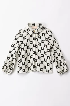 Elisabetta Franchi Bambina Camicetta In Viscosa con Stampa LogoBUTTER/BLACK