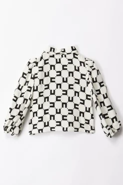 Elisabetta Franchi Bambina Camicetta In Viscosa con Stampa LogoBUTTER/BLACK