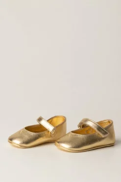 Elisabetta Franchi Bambina Ballerine Dorate con Logo CcORO