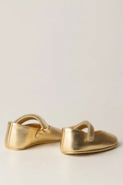 Elisabetta Franchi Bambina Ballerine Dorate con Logo CcORO