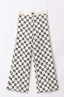 Elisabetta Franchi Bambina Pantaloni con Stampa LogoBUTTER/BLACK