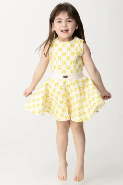 Elisabetta Franchi Bambina Abito Stampa Logo con Gonna a RuotaBUTTER/CEDAR