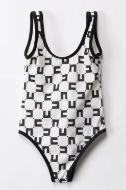 Elisabetta Franchi Bambina Costume Da Bagno Intero Stampa Logo CubicoBUTTER/BLACK