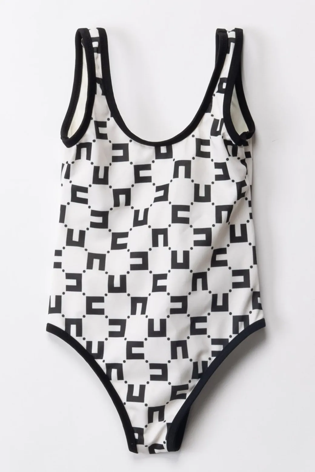 Elisabetta Franchi Bambina Costume Da Bagno Intero Stampa Logo CubicoBUTTER/BLACK