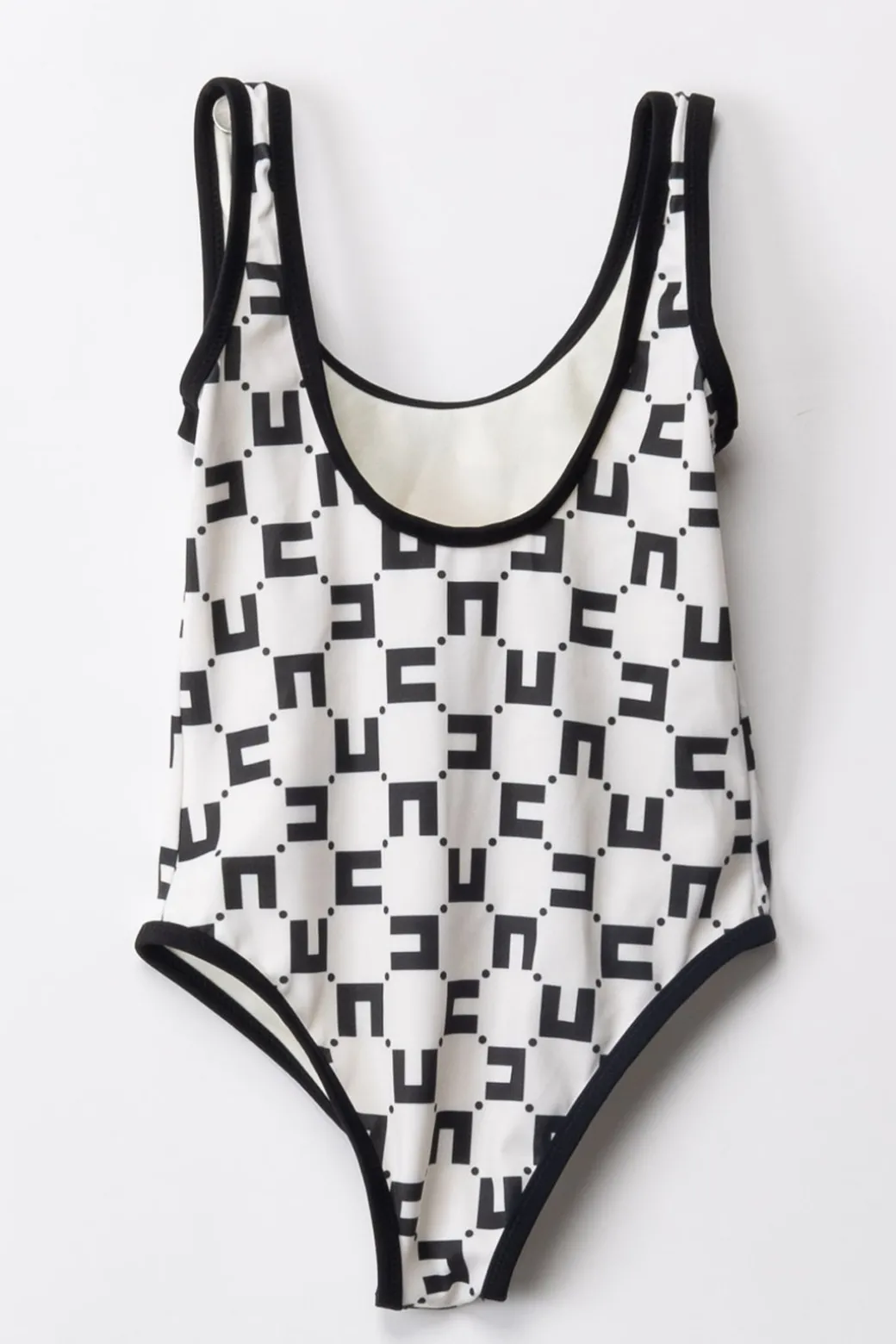 Elisabetta Franchi Bambina Costume Da Bagno Intero Stampa Logo CubicoBUTTER/BLACK